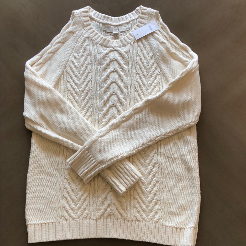 NWT! Loft Cable-Knit “Cold Shoulder” Sweater
